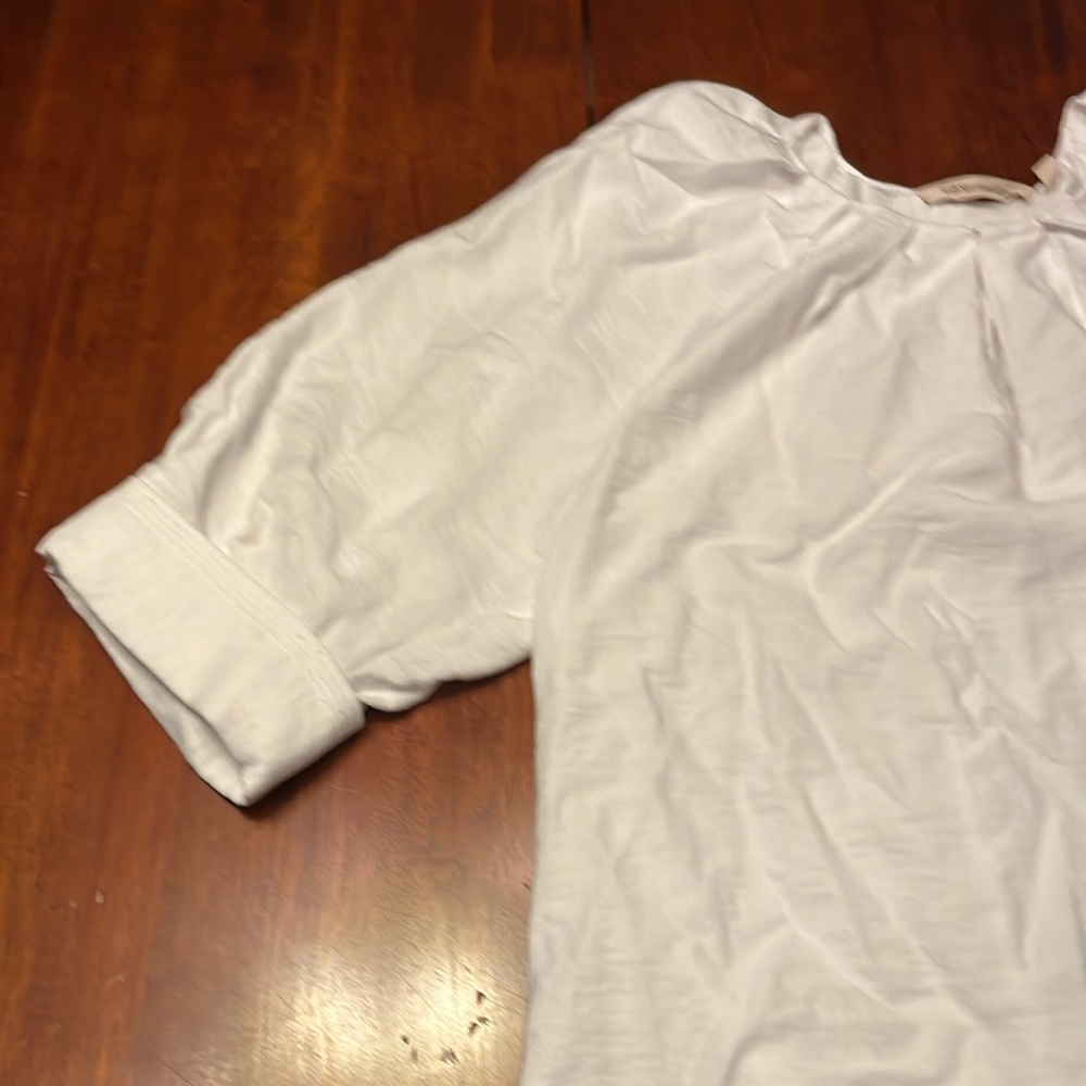 Soft Surroundings Elegant White puffed short sleeves rayon nylon blend small - Picture 4 of 13